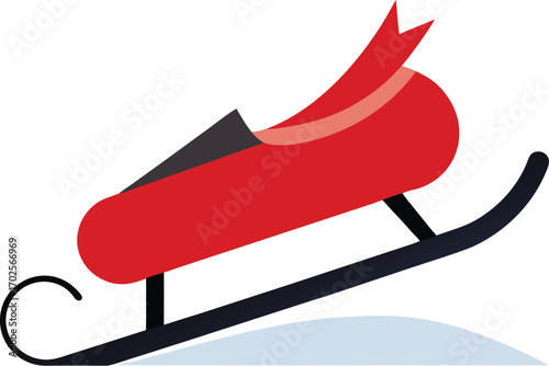 Red Sleigh on Snow Illustration for Winter Holiday Season and Christmas