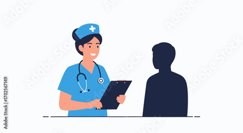 Nurse Attending Patient, Providing Medical Advice for Healthcare Illustration Concept Design
