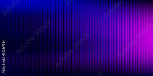 Dark gradient background with vertical ribbed stripes in violet, deep blue, and light cyan tones. Subtle grainy texture creates a cosmic, futuristic feel. For posters, web design. Vector illustration
