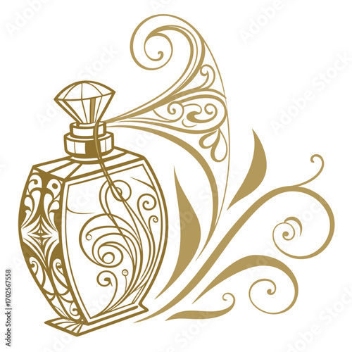 Elegant perfume bottle with floral ornament