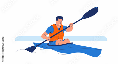 Kayaking Adventure: A Man Enjoying Watersports and Recreational Activities Outdoors