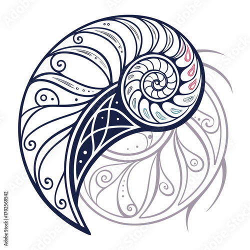 Stylized nautilus shell, a symbol of growth and harmony