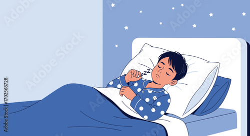 Peaceful Slumber Depicted: A Young Person Drifting into Dreamland on a Bed