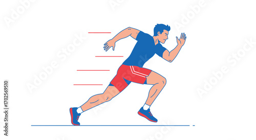 Male Runner In Action Illustrated With Speed Lines Symbolizing Accelerated Motion