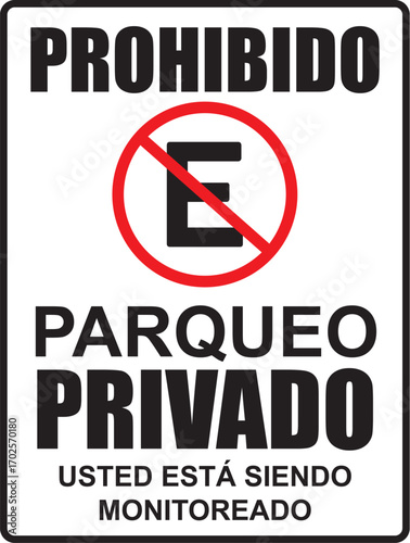 Rotulo para imprimir prohibido estacionar parqueo privado con camaras