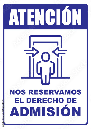 Rotulo para imprimir nos reservamos el derecho de admisión en color azul