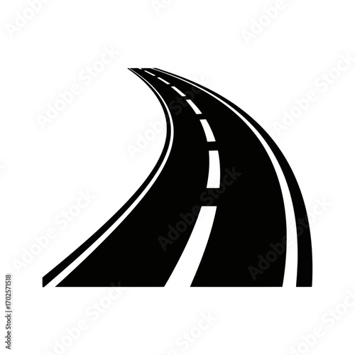 Curving asphalt road with white lane markings