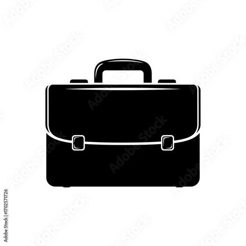 Simple black briefcase icon on a white background