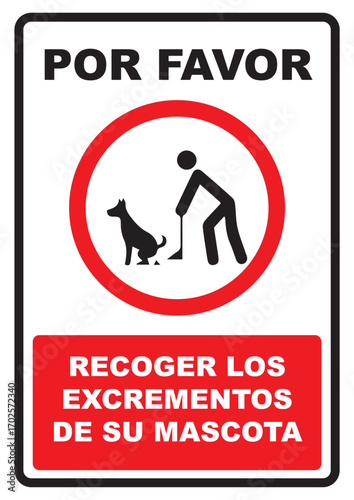 Rótulo para imprimir recoger los excrementos de su mascota