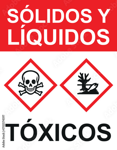 Rótulo sólidos y líquidos tóxicos señal de peligro químico imprimible
