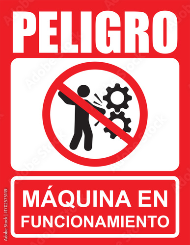 Rótulo para imprimir peligro maquina en funcionamiento