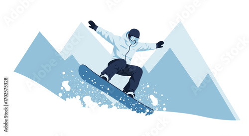 Snowboarder Soaring Through The Air With Mountainous Backdrop In An Exhilarating Jump