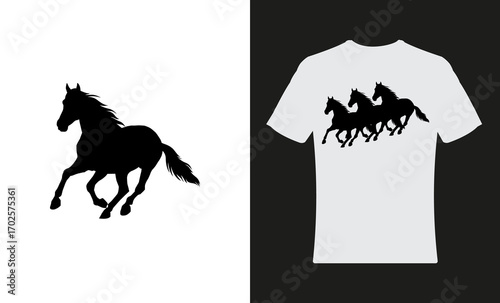 horse Logo with t-shirt design illustration