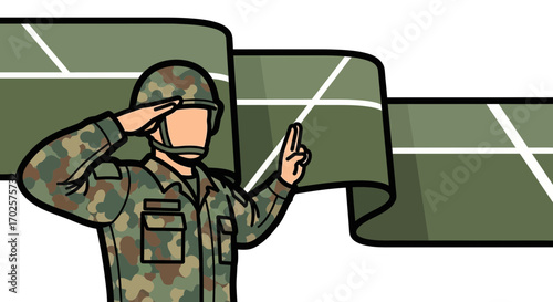 Soldier’s Salute, Military Emblem, Service, Duty, and Honor Illustrated with a Unique Style