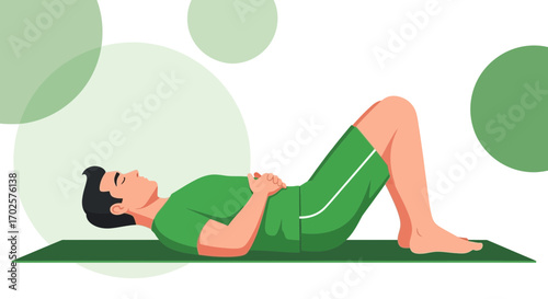Relaxation And Mindfulness Practice Depicted Through A Reclining Pose Illustration