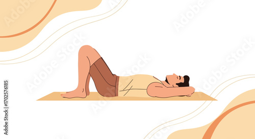 Relaxation Pose Depicted On A Light Brown Yoga Mat Depicting Tranquility And Rest
