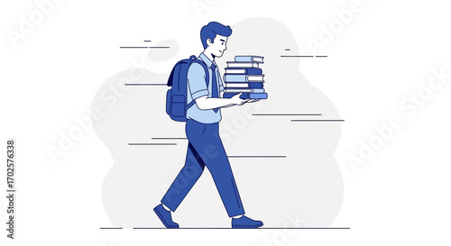 Student Carrying Books, Preparing For Studies, Education, Knowledge, Learning, And Future