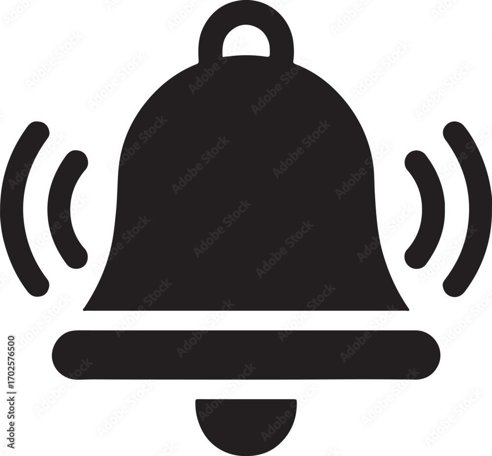Obraz premium Silhouette alarm bell icon vector isolated design for alert, notification, warning, and graphic use