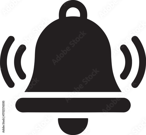 Silhouette alarm bell icon vector isolated design for alert, notification, warning, and graphic use