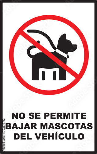 Cartel para imprimir no bajar mascotas del vehículo