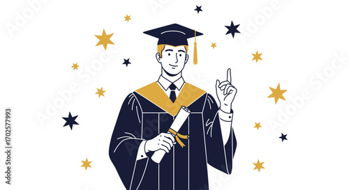 Successful Student Celebrated At Graduation Ceremony, Pointing To A Brilliant Future Ahead