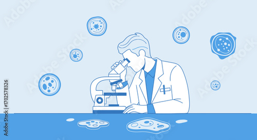 Scientist Analyzing Microscopic Structures With A Microscope For Scientific Research Purposes