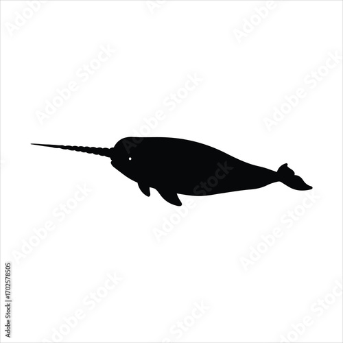 Elegant narwhal silhouette swimming gracefully arctic ocean wildlife majestic sea creature with single tusk