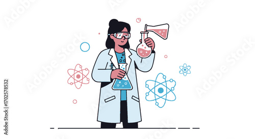 Scientist Diligently Performing Experiments And Conducting Analytical Chemical Reactions