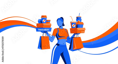 Takeaway Food Delivery Illustration Representing a Fast and Efficient Order Delivery Service