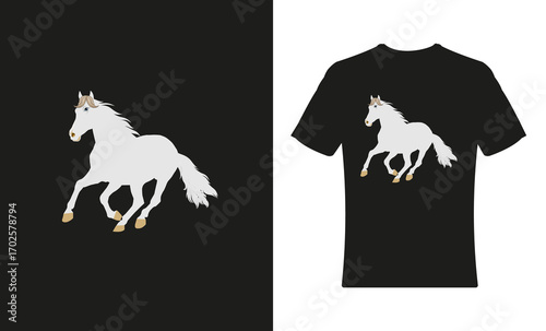 white horse Logo with t-shirt design