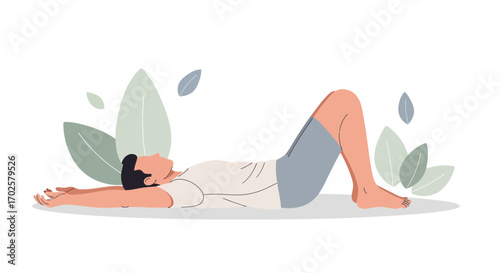 Serene Moment illustration depicting relaxation posture and rejuvenation in a peaceful setting