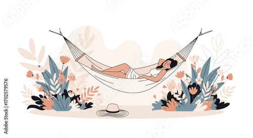 Serene Naptime: Blissful Retreat In Hammock Amidst Flourishing Floral Paradise