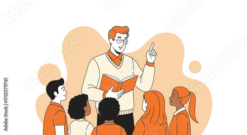 Teacher Sharing Knowledge And Guiding Students In An Educational Environment