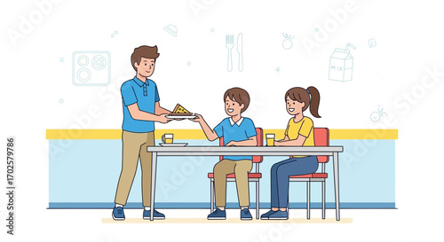 Serving Pizza And Refreshments To Enjoy A Meal Together With Family Or Friends