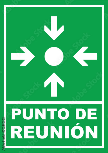 Cartel para imprimir punto de reunión en color verde