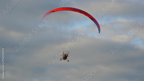 Man riding a steamplane at sunset