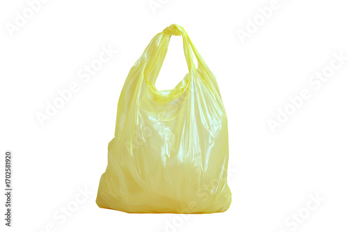 Bright yellow plastic shopping bag, simple design