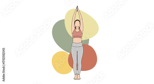 Upward Salute Yoga Pose With Vibrant Abstract Background and Wellness Concept