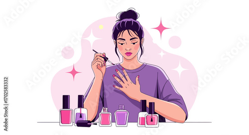 Woman Applying Nail Polish: A Portrait of Beauty, Self-Care, and Aesthetic Enhancement
