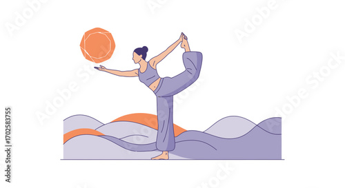 Yoga Pose Silhouetted Against Minimalist Background, Emblem of Balance and Serenity