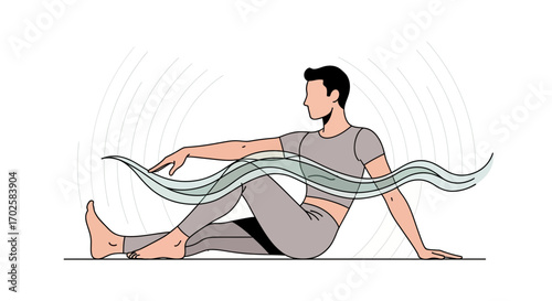 Yoga Practitioner Embodies Fluidity: Dynamic Pose Of Well-being And Harmonious Movement Therapy