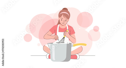 Woman Cooking In Kitchen, Preparing Culinary Delights With Passion And Enthusiasm