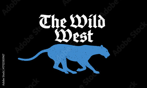 retro silhouette of a running panther. Vintage Wild West artwork for a t-shirt or poster design