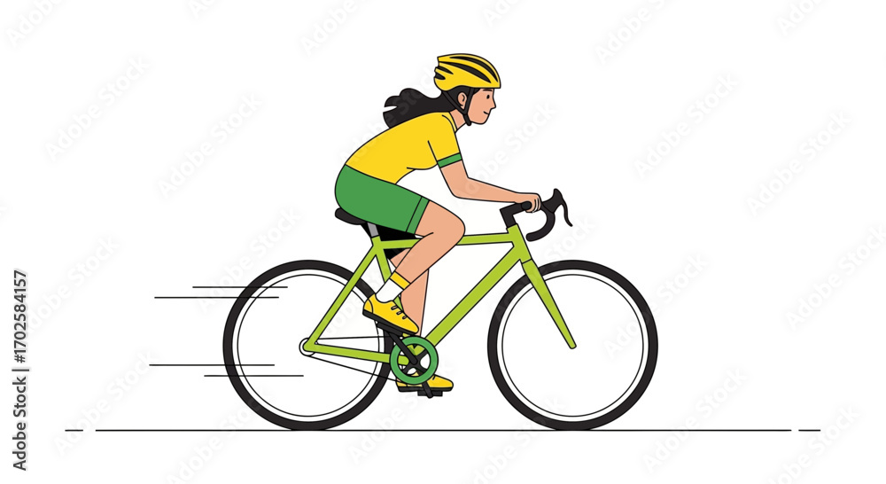 Fototapeta premium Woman Cycling On A Road Bike, Vector Illustration On White Background