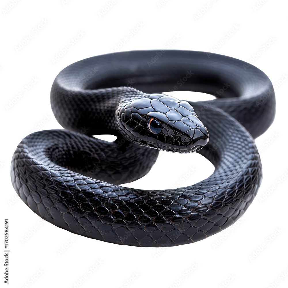 Fototapeta premium Black snake isolated on transparent background