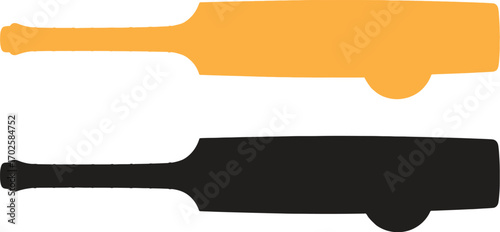 Minimalist Bat and Ball Set Vector Illustration in Orange and Black
