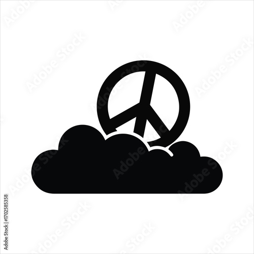 Peace sign symbol emerging from clouds representing hope freedom and serenity