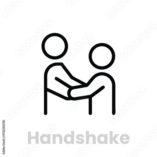Handshake icon isolated on white background symbolizes agreement, partnership, and trust, representing a positive business relationship and mutual understanding