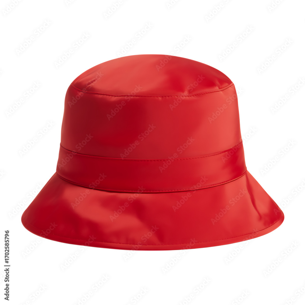 Fototapeta premium Red bucket hat isolated on transparent background