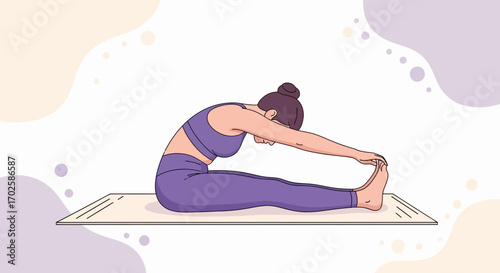 Woman Performing Seated Forward Bend Exercise for Flexibility and Wellness